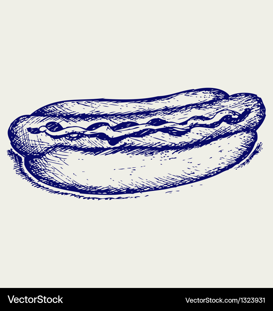 Vintage Hot Dog Doodle Vector Image