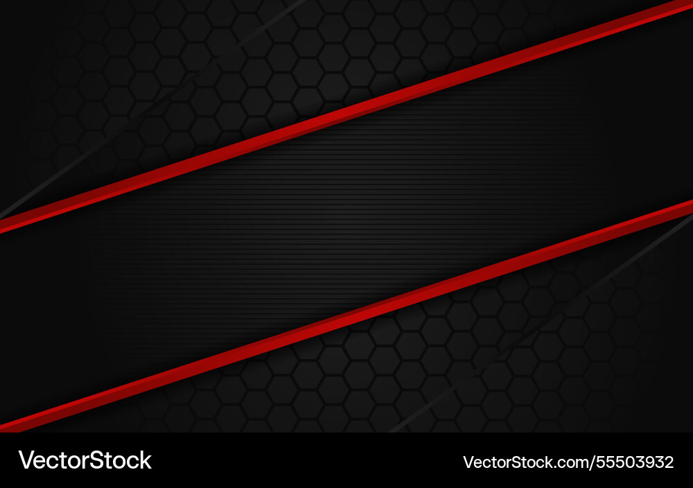 Abstract dark hexagon background with red line Vector Image