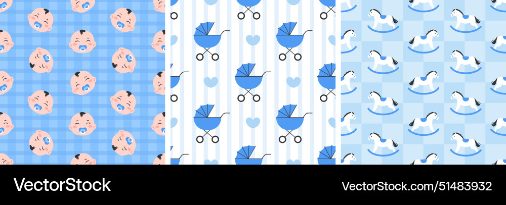 Baby seamless pattern design a set of simple Baby seamless pattern design a set of simple Vector Image