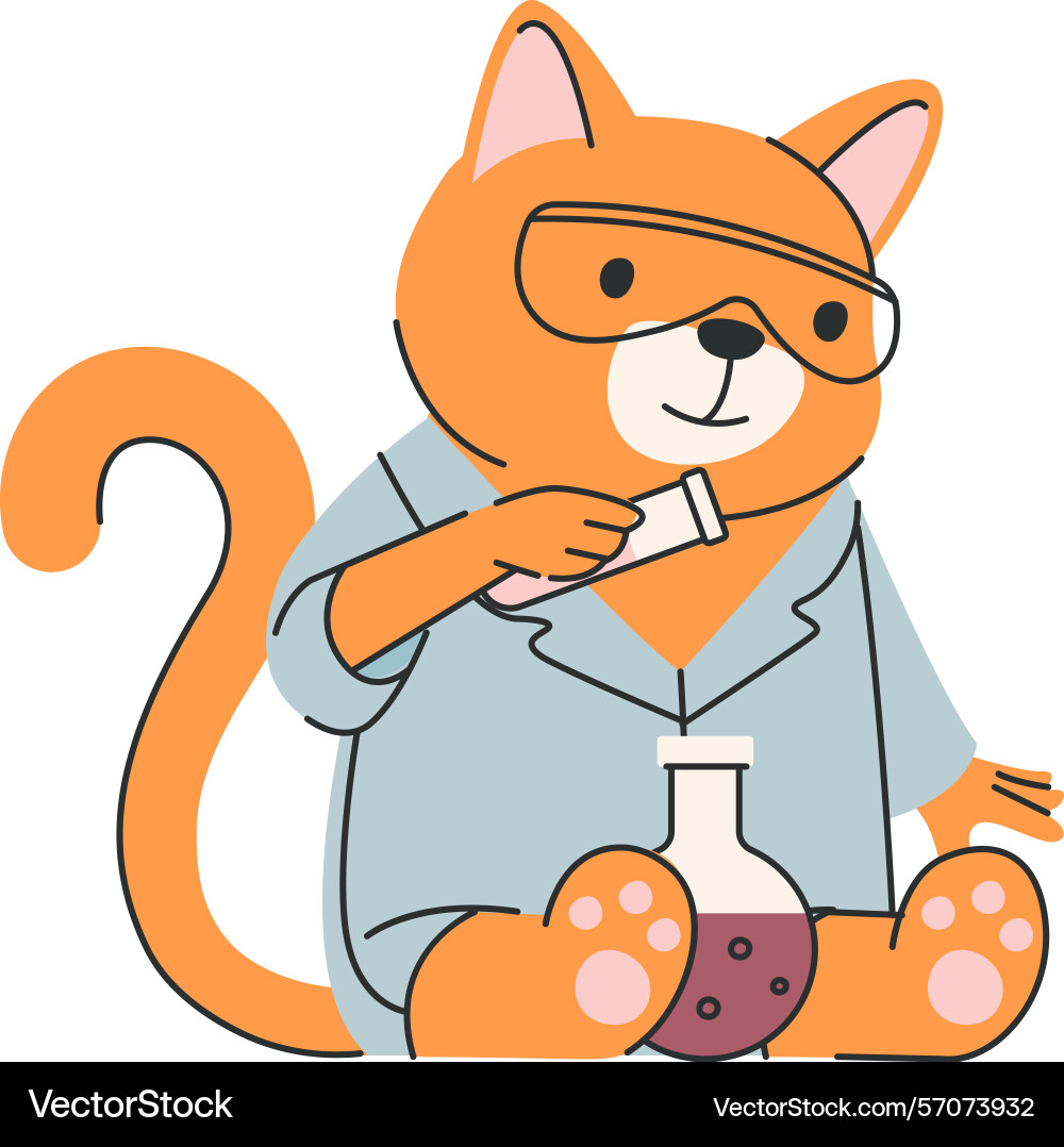 Cat scientist with flask Vector Image
