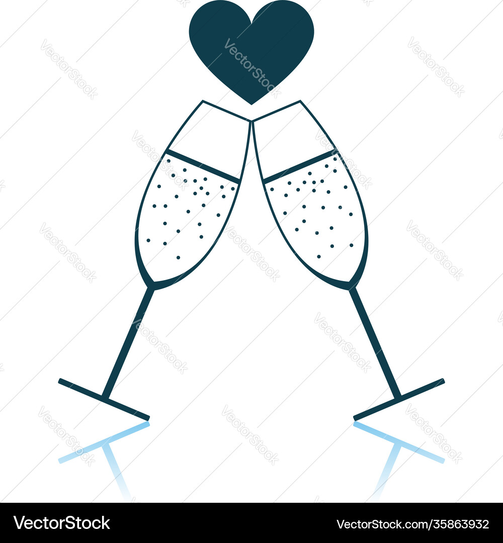Champagne glass with heart icon Champagne glass with heart icon vector image