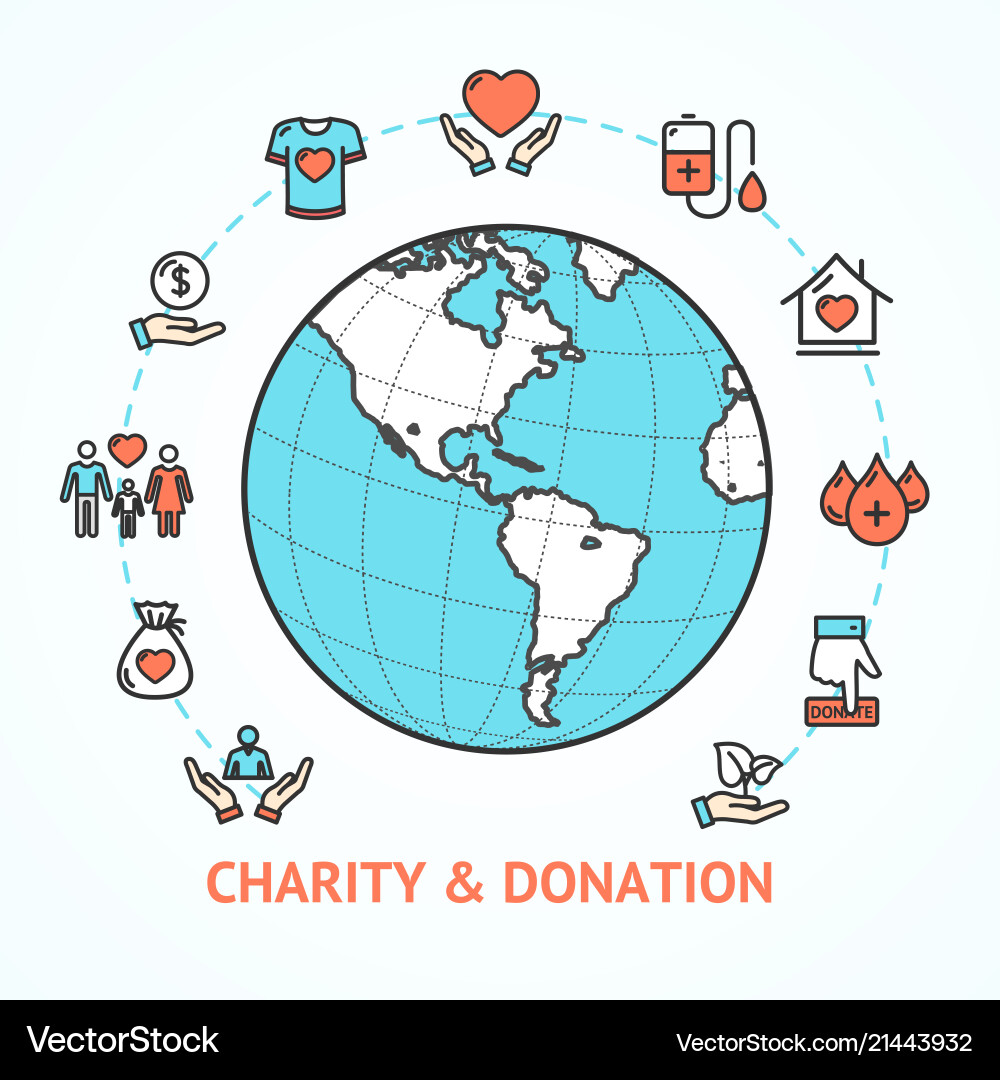 Charity donation with map globe Charity donation with map globe vector image