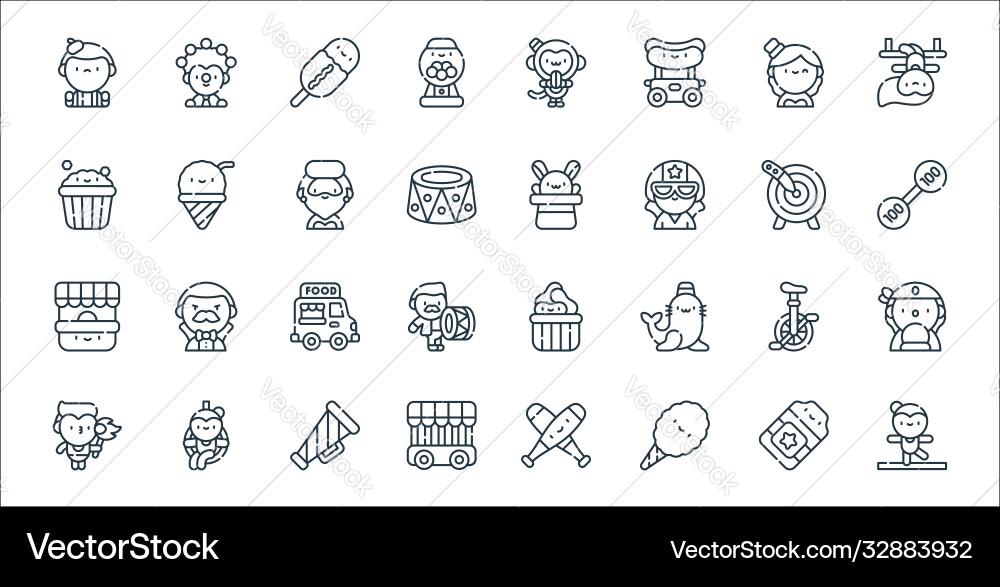 Circus line icons linear set quality Circus line icons linear set quality vector image