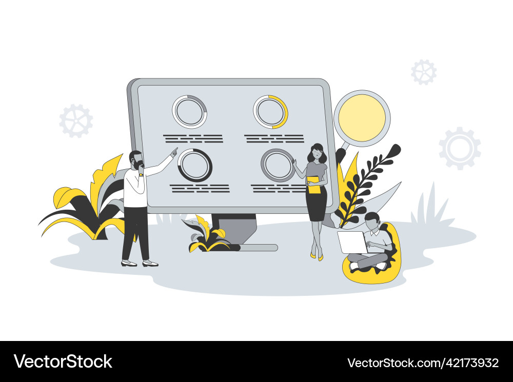 Data analysis concept in flat line design Data analysis concept in flat line design vector image