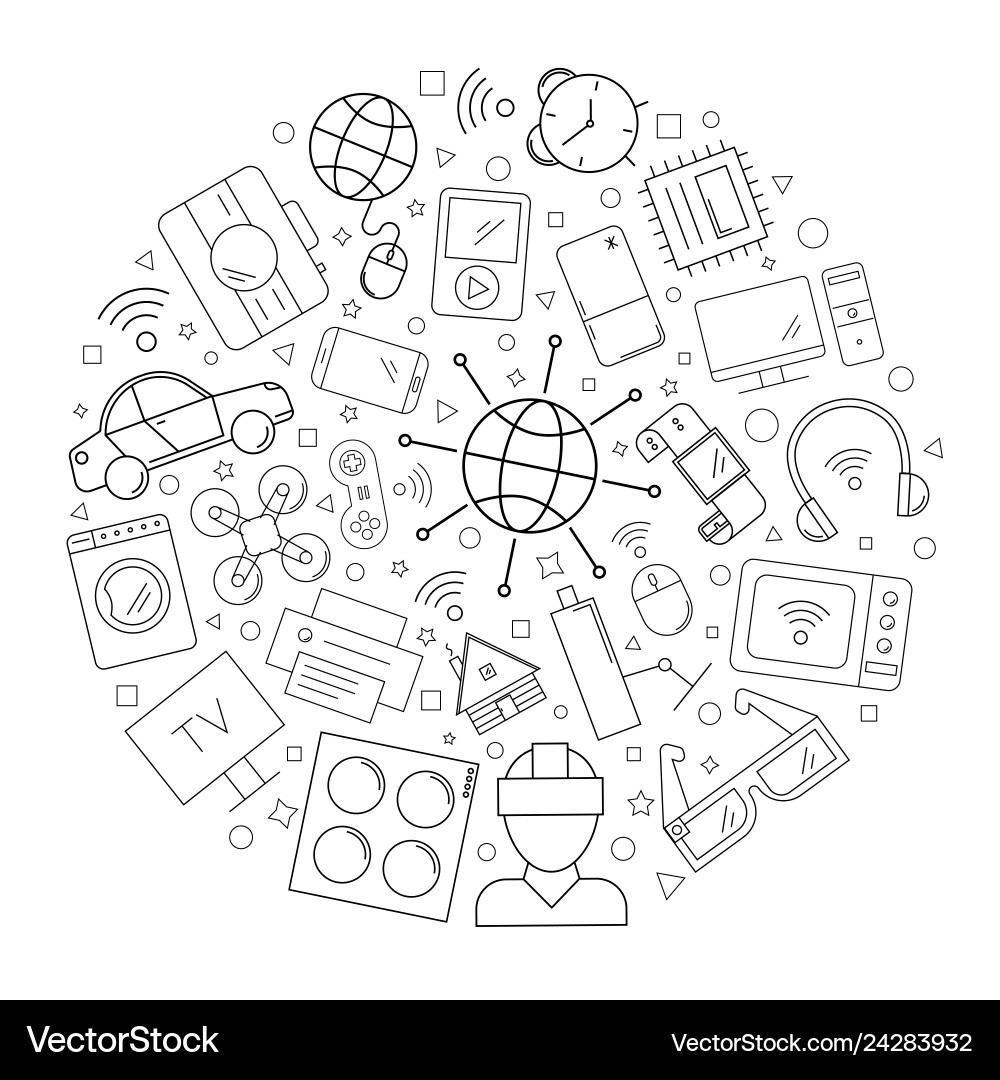 Internet of things background from line icon Internet of things background from line icon vector image