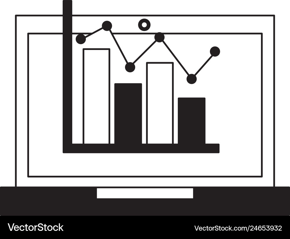 Laptop computer with statistics Vector Image