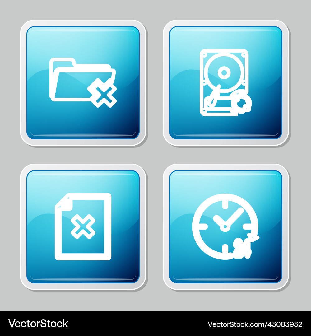 Set line delete folder hard disk drive hdd sync Set line delete folder hard disk drive hdd sync vector image