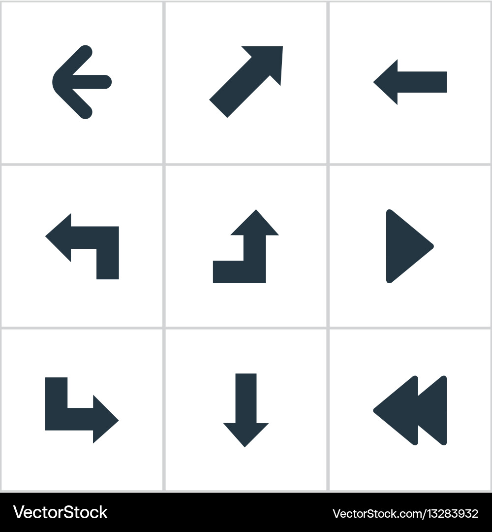 Set of 9 simple pointer icons can be found vector image