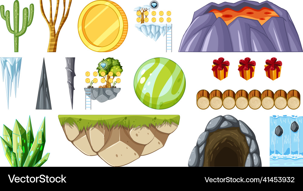 Set of isolated fantasy space game objects Set of isolated fantasy space game objects vector image