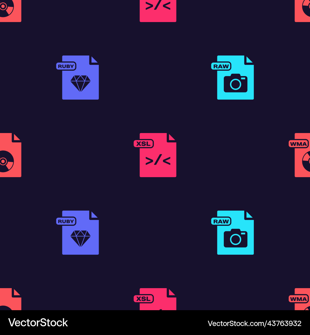 Set raw file document ruby xsl and wma Set raw file document ruby xsl and wma vector image