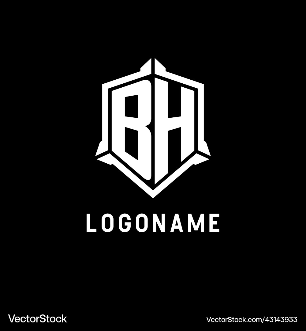 Bh logo initial with shield shape design style Bh logo initial with shield shape design style Vector Image
