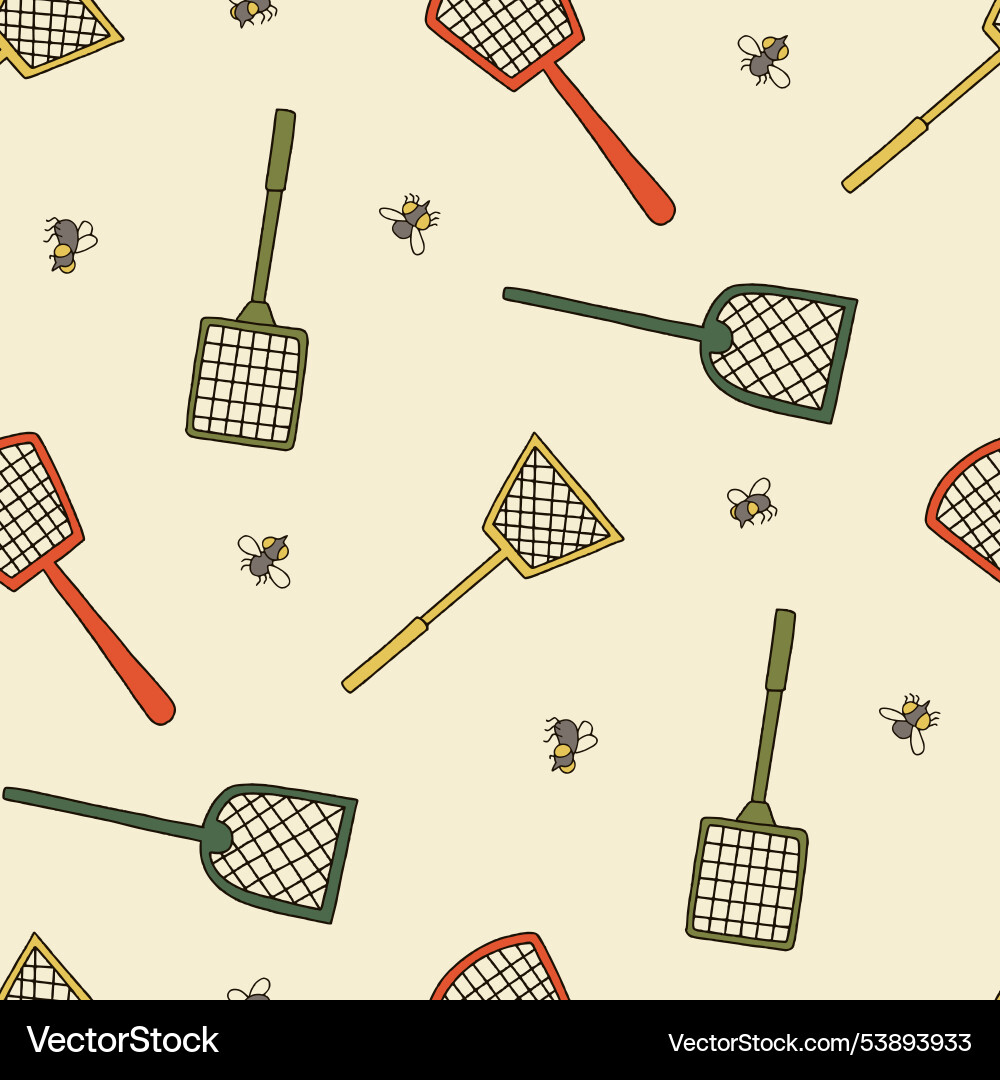 Bug fly swatter seamless pattern design Bug fly swatter seamless pattern design vector image