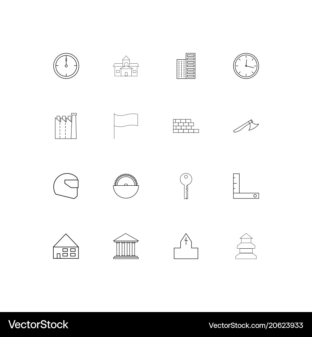 Buildings and constructions simple linear icons vector image