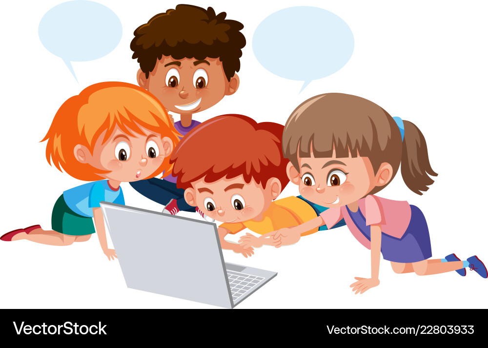 Children Using Computers vector image