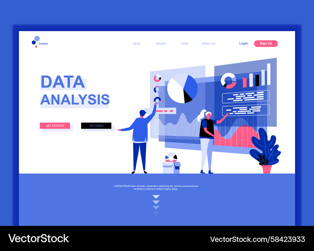Data Analysis Website Template Vector Image
