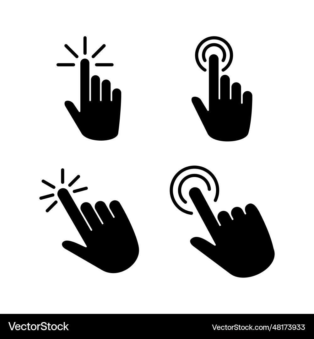 Hand click icon clicking finger pointer vector image
