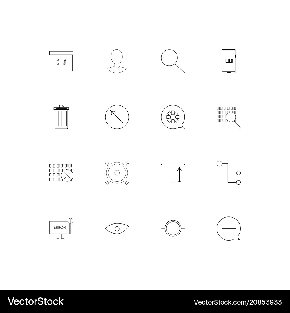 Interface linear thin icons set outlined simple vector image