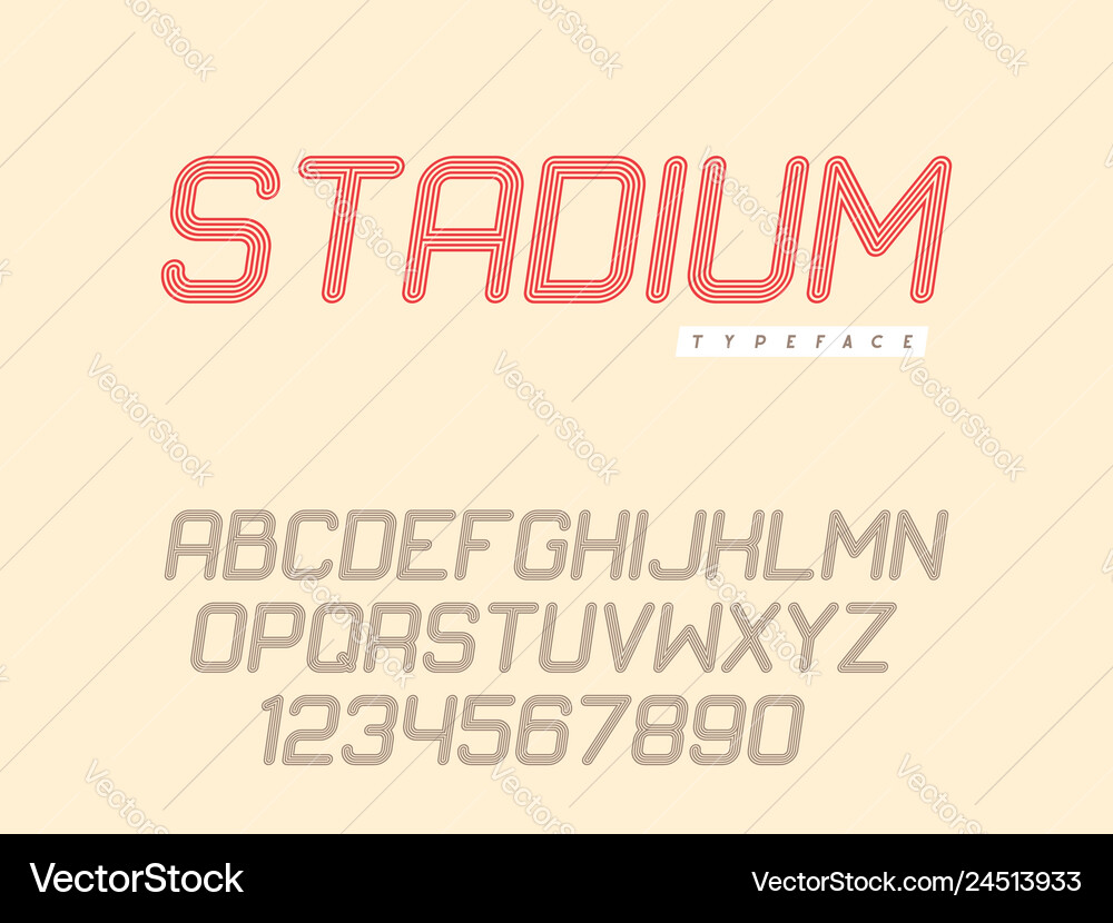 Linear uppercase font latin letters and numbers Linear uppercase font latin letters and numbers vector image