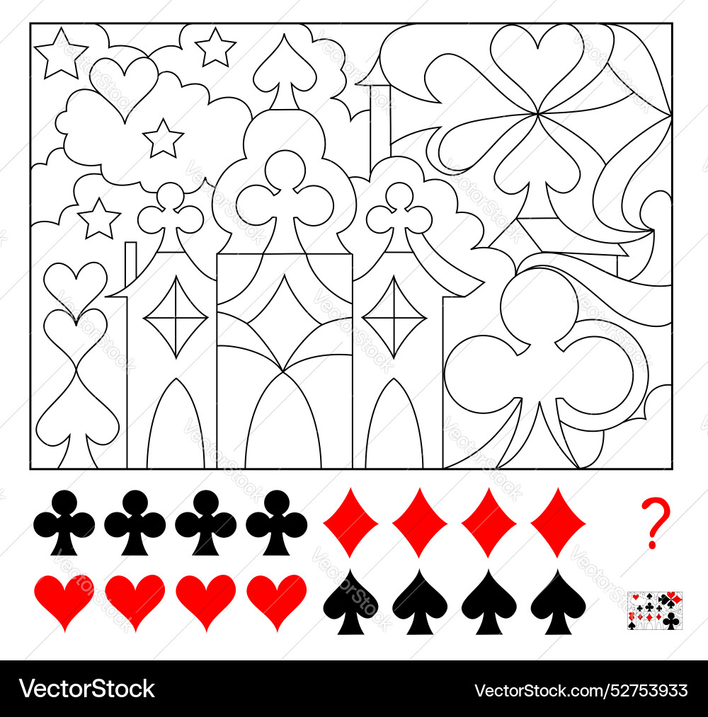 Logic puzzle game find four times of each card Logic puzzle game find four times of each card vector image