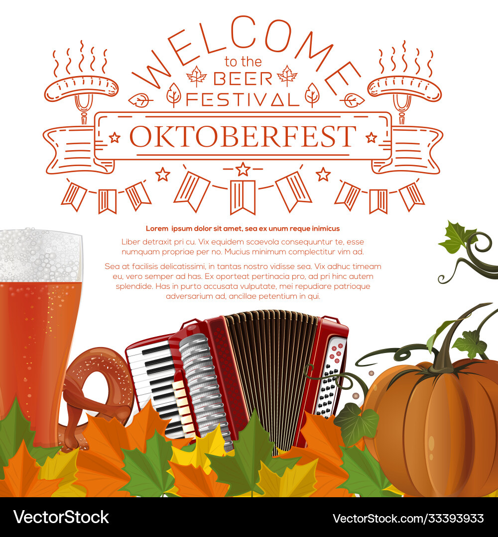 Oktoberfest design invitation to a beer party Oktoberfest design invitation to a beer party vector image
