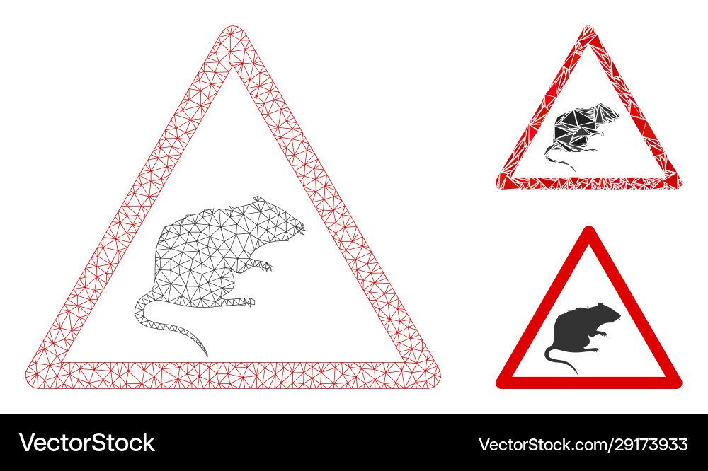 Rat warning mesh 2d model and triangle Rat warning mesh 2d model and triangle vector image