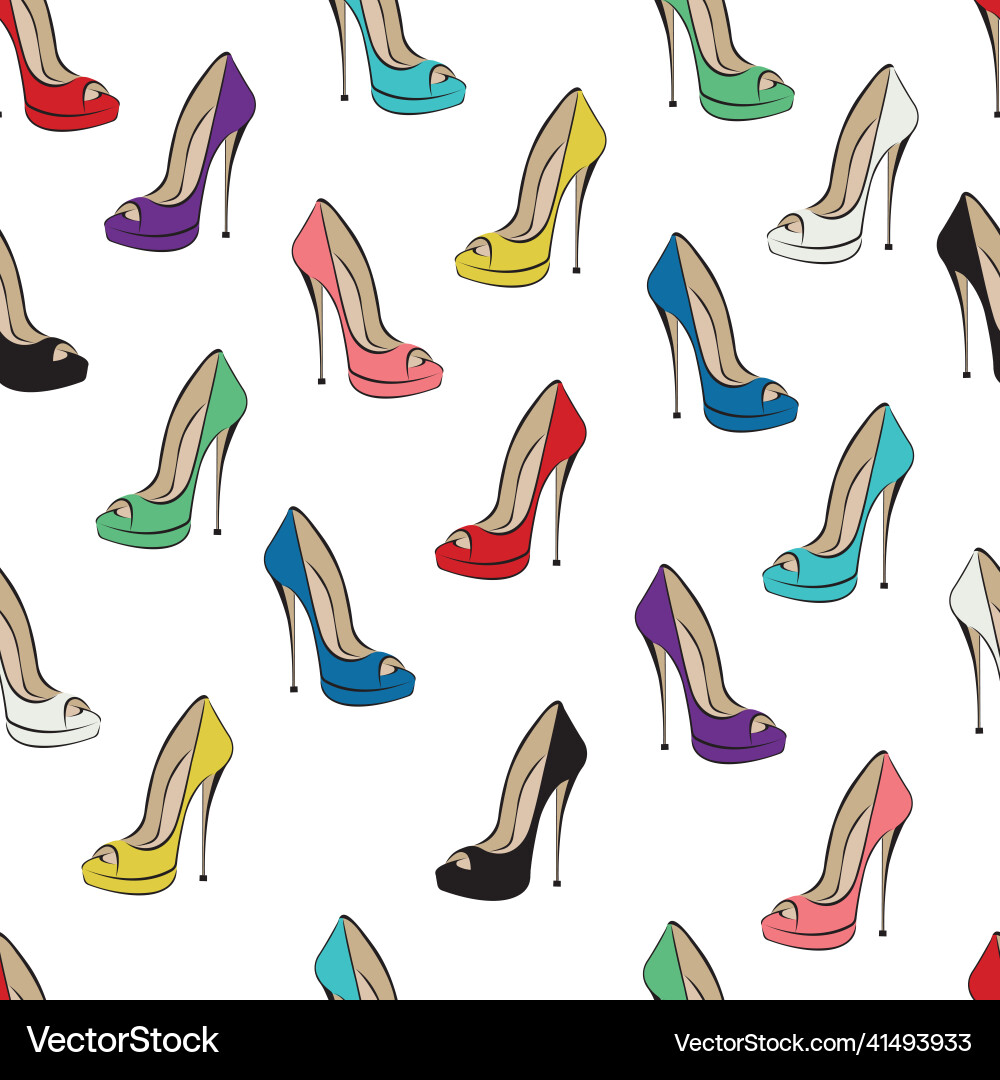 Seamless pattern of colorful open stilettos Seamless pattern of colorful open stilettos vector image