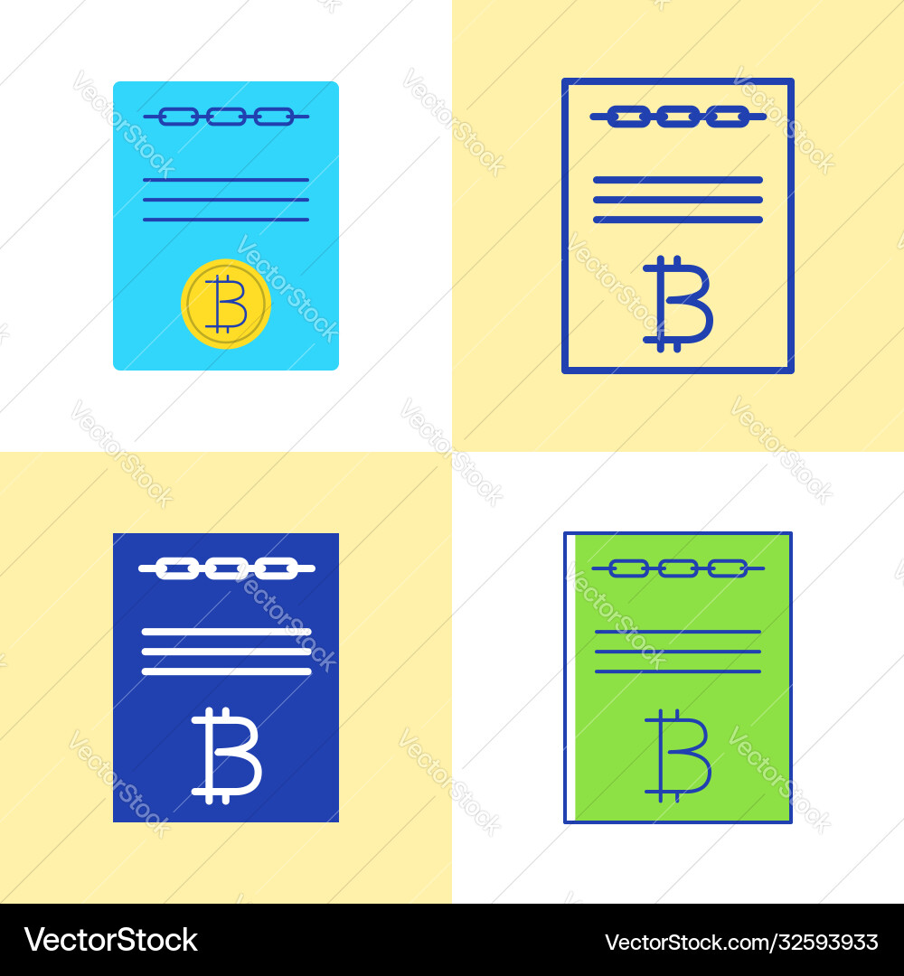 Smart contract icon set in flat and line style Smart contract icon set in flat and line style vector image