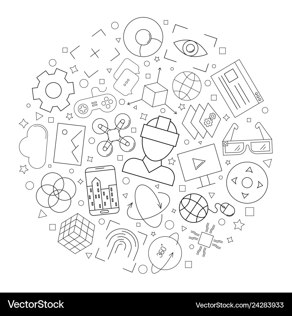 Virtual reality circle background from line icon Virtual reality circle background from line icon Vector Image