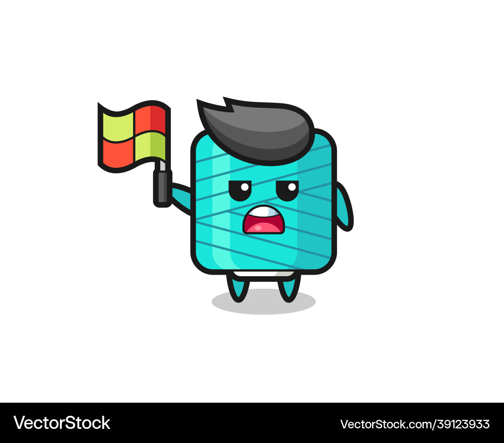 Yarn spool character as line judge putting Yarn spool character as line judge putting vector image