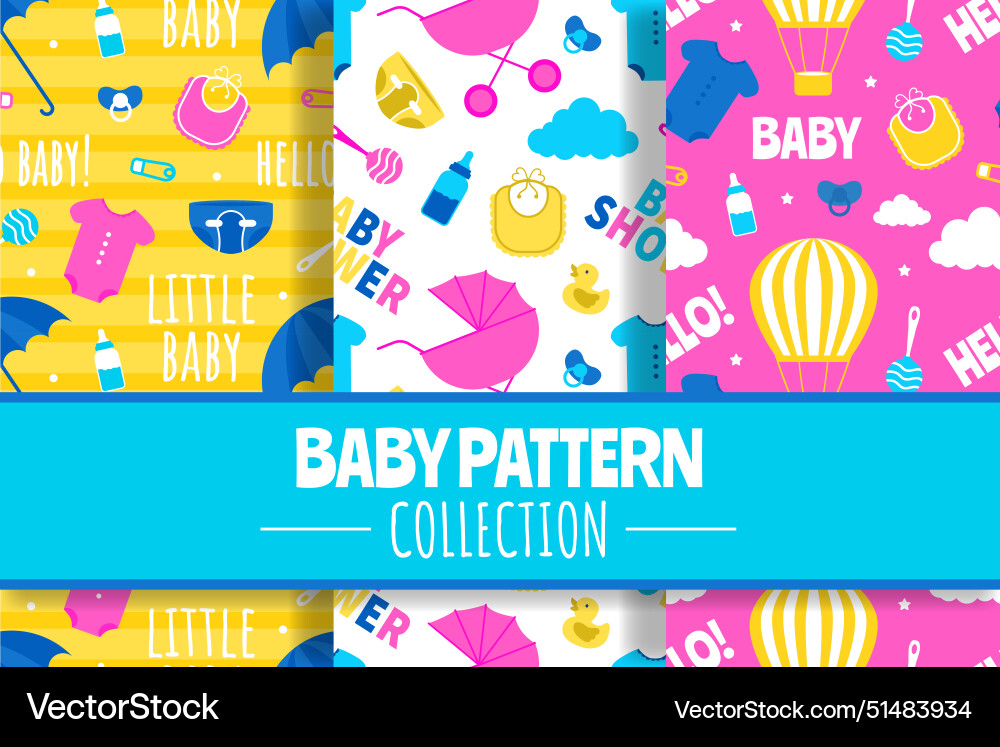 Baby seamless pattern design a set of simple Baby seamless pattern design a set of simple vector image