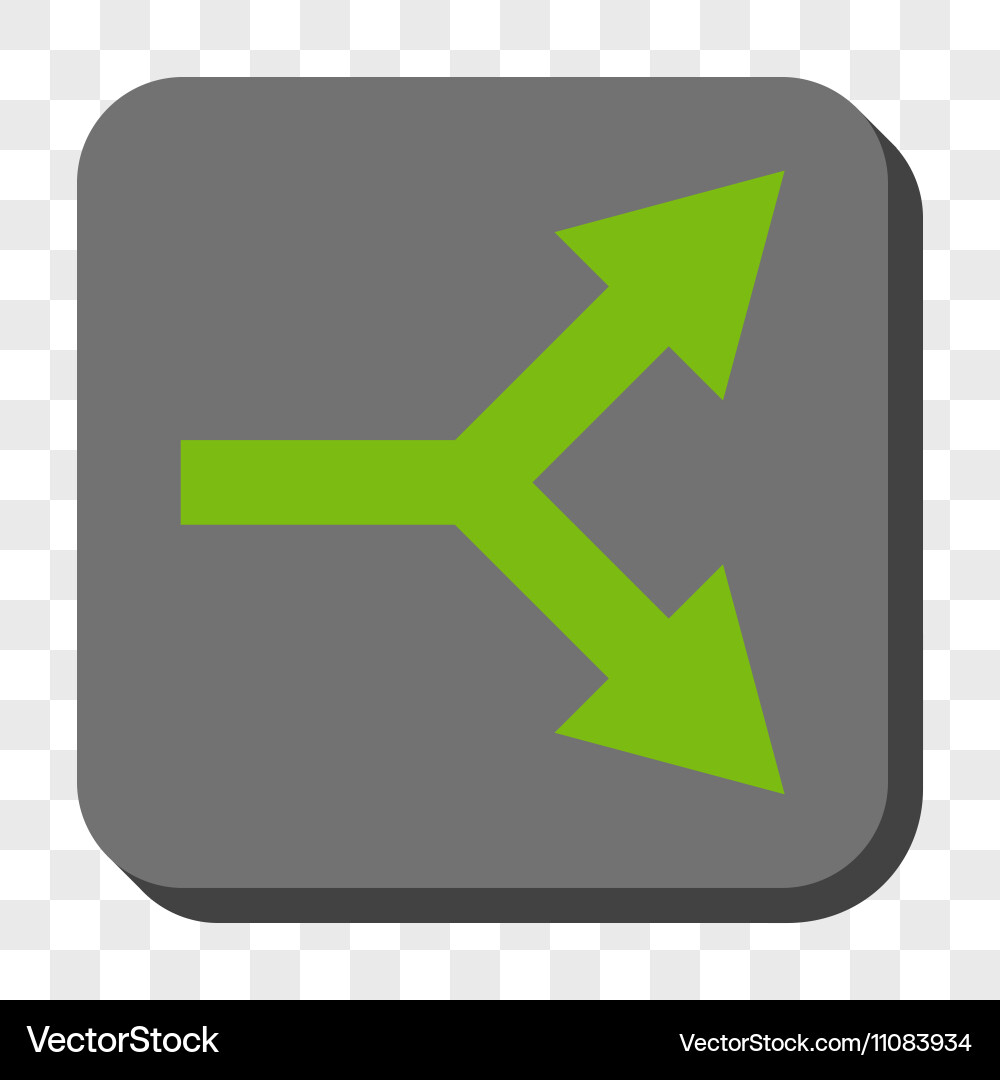 Bifurcation arrow right rounded square button vector image