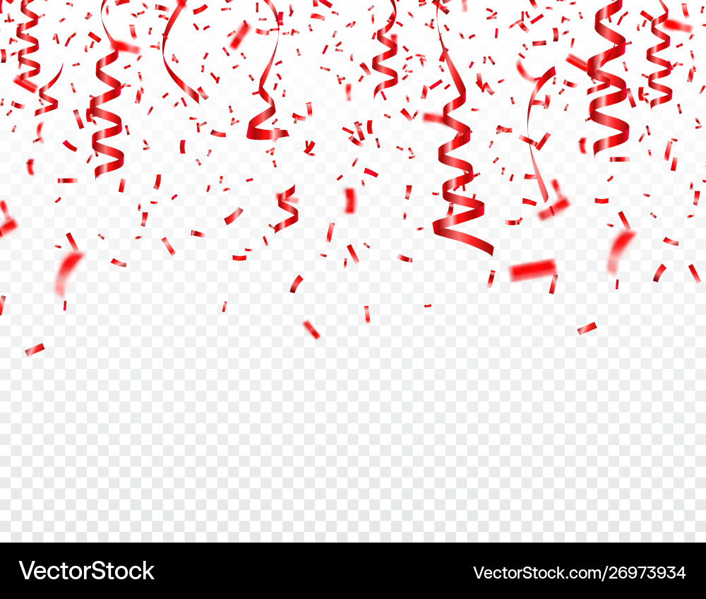 Christmas valentines day red confetti with ribbon Christmas valentines day red confetti with ribbon vector image