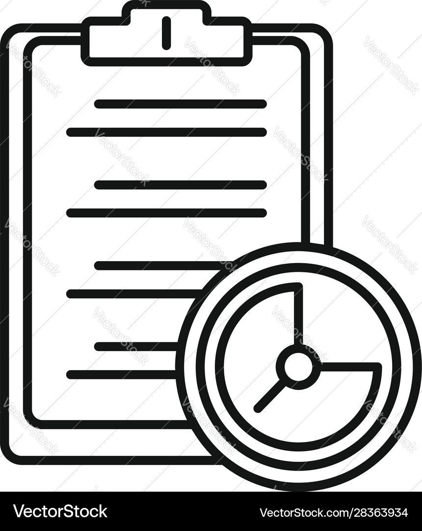 Clipboard time task icon outline style Clipboard time task icon outline style vector image