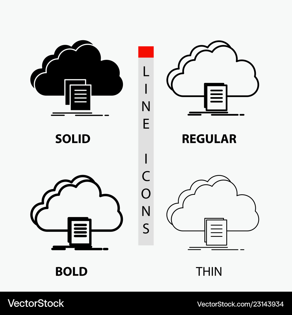 Cloud access document file download icon in thin Cloud access document file download icon in thin vector image