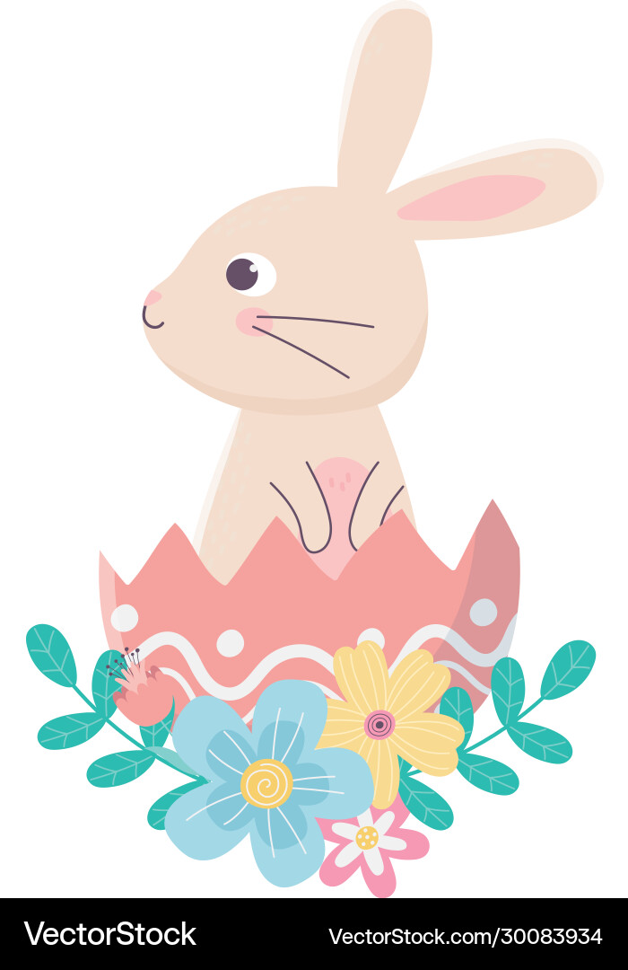 Cute Rabbit in Easter Eggshell Vector Image