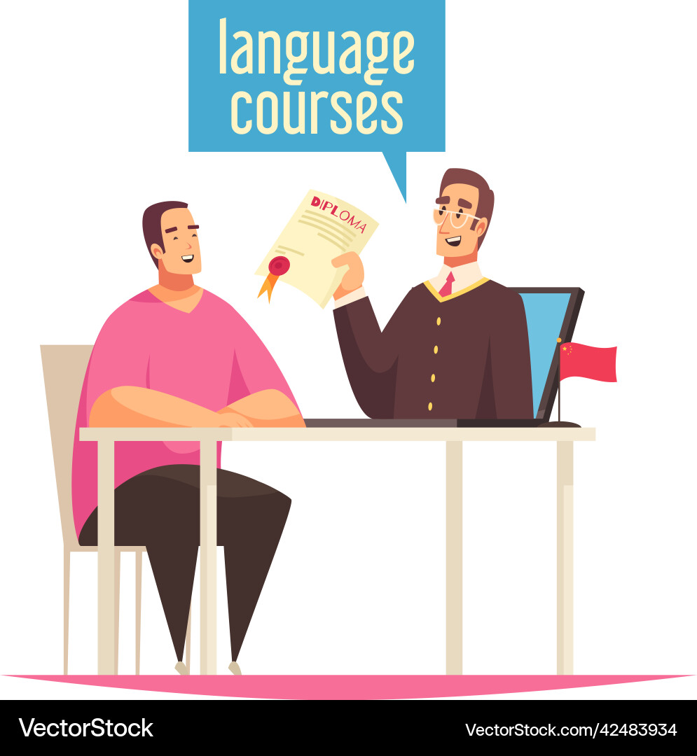 Distant language course composition Distant language course composition vector image