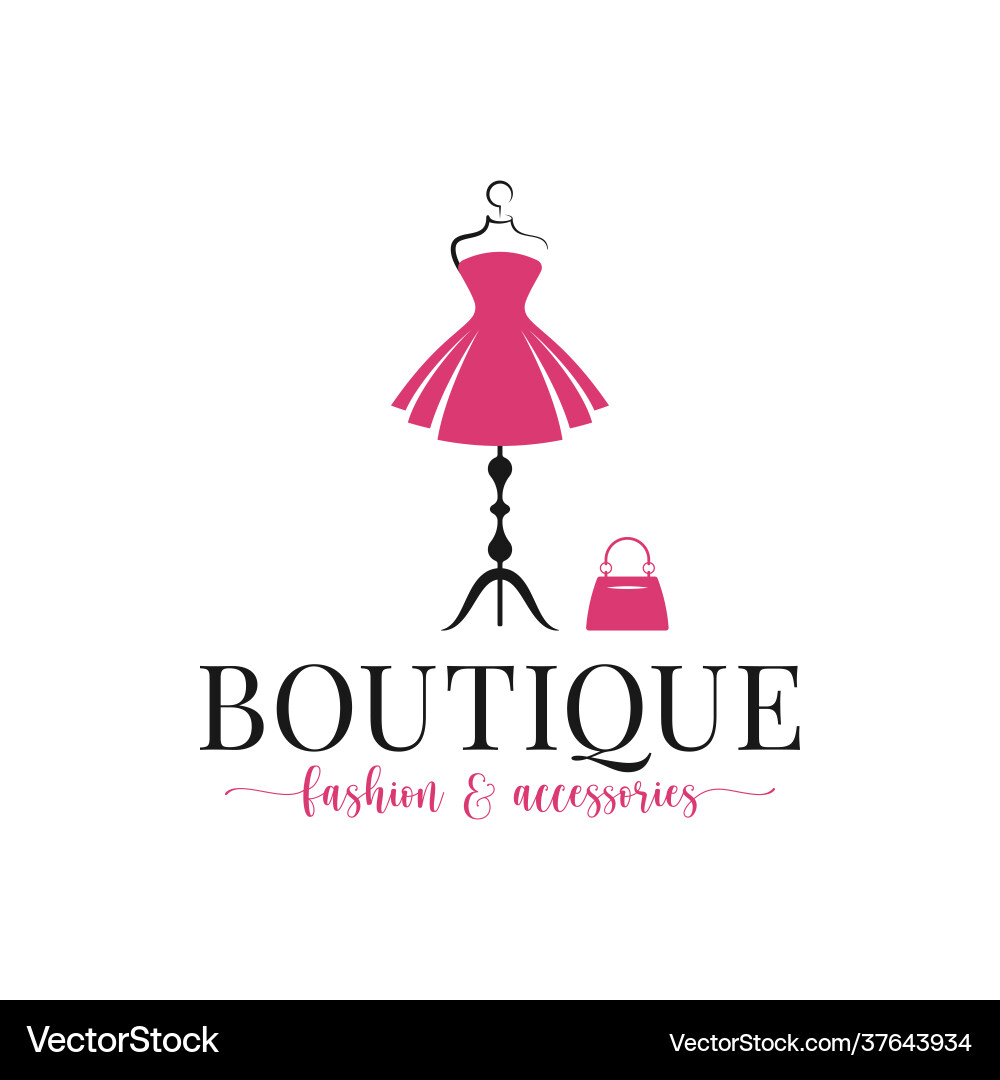 Fashion Boutique Logo: Dress & Handbag vector image
