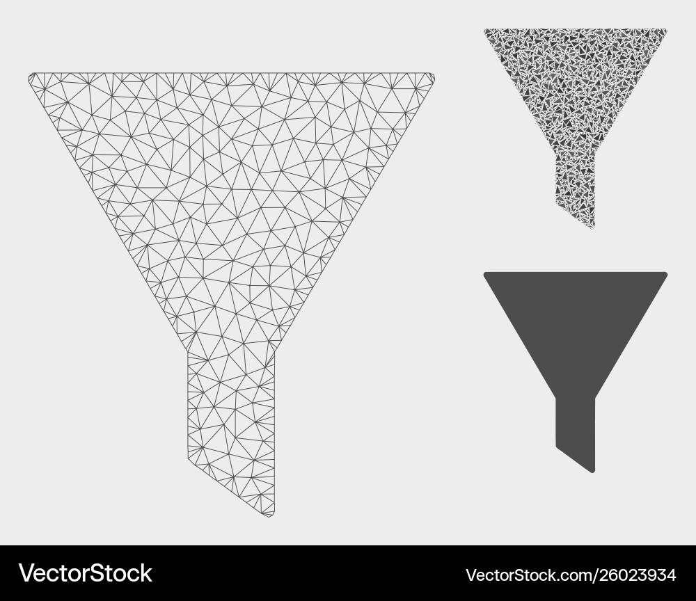 Funnel mesh network model and triangle Funnel mesh network model and triangle vector image