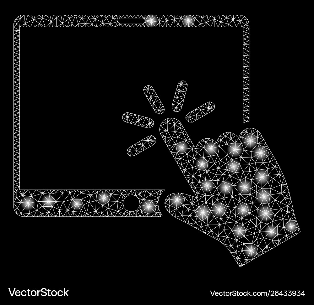 Glowing mesh 2d click mobile tablet with light Glowing mesh 2d click mobile tablet with light vector image