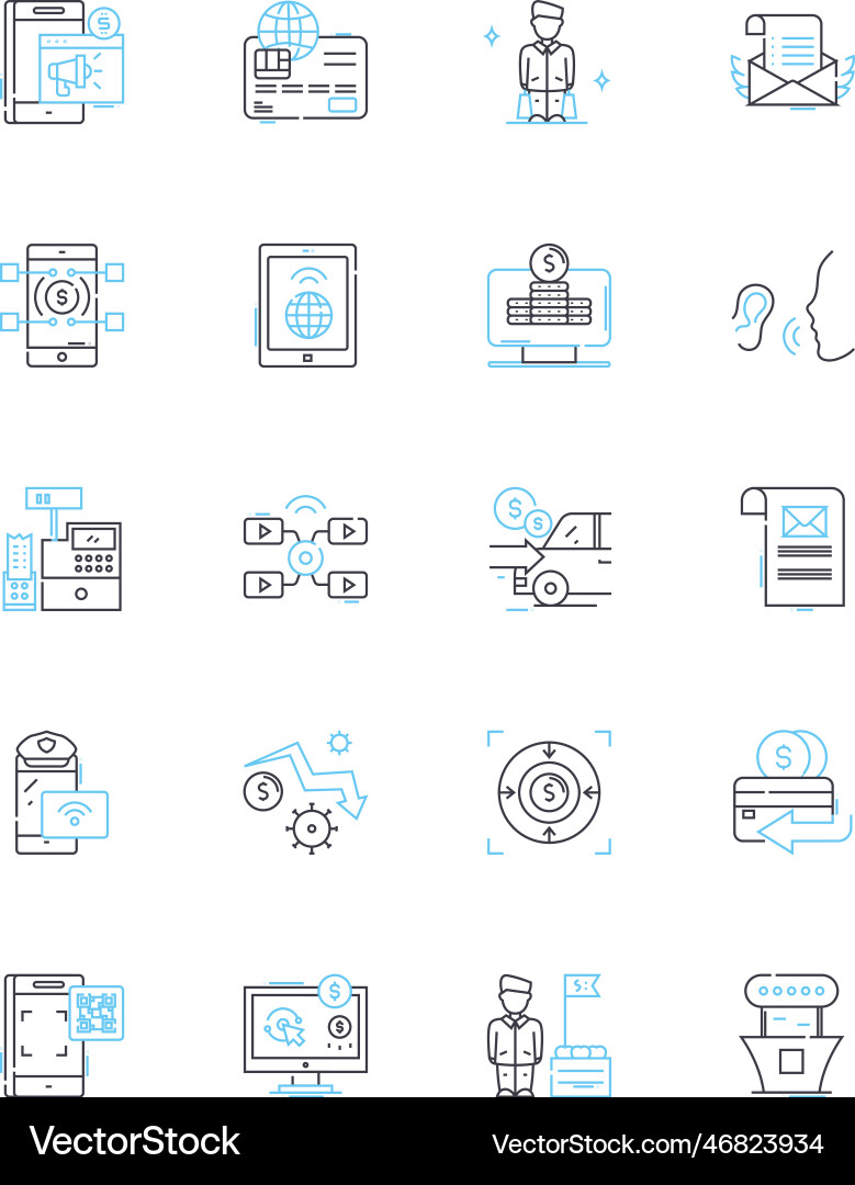 Go on a shopping spree linear icons set splurge Go on a shopping spree linear icons set splurge vector image
