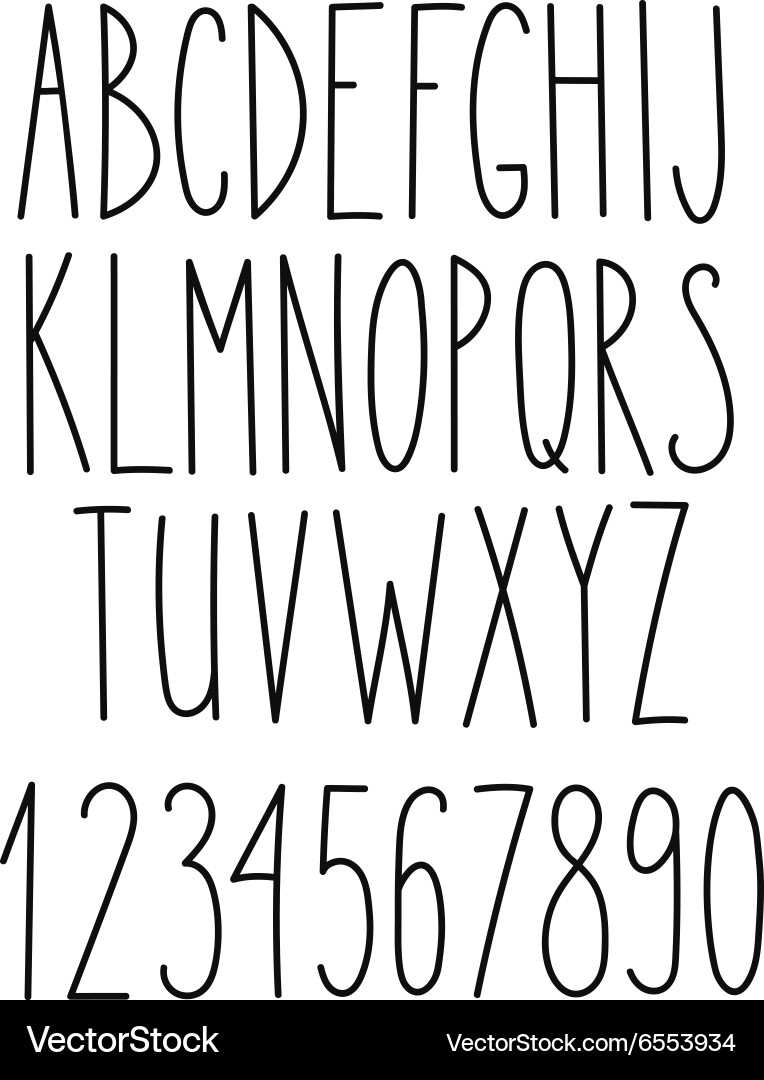 Hand Drawn Alphabet Letter Set Vector Image
