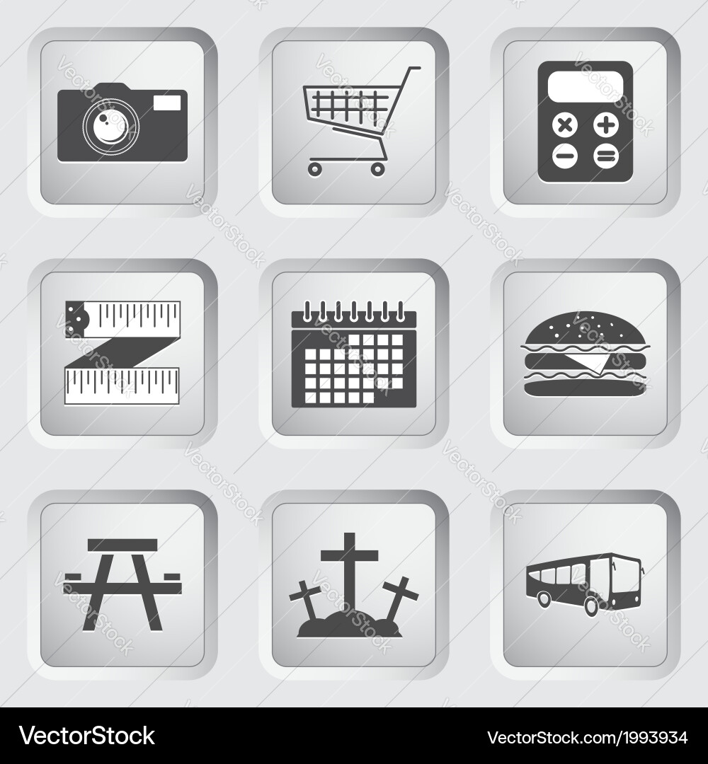 Icons on the buttons for web design set 3 Vector Image
