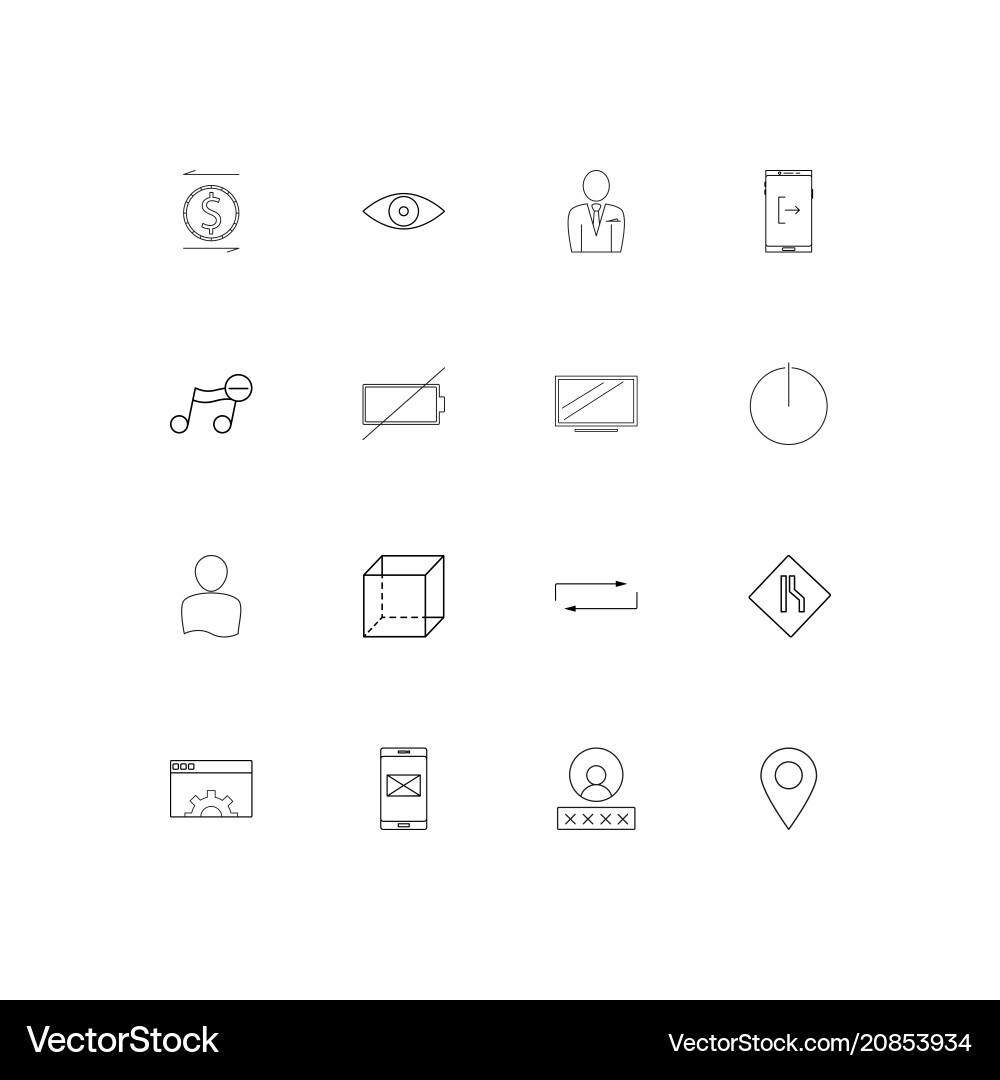 Interface lineare dünne Symbole gesetzt umrissen einfach Interface lineare dünne Symbole gesetzt umrissen einfach vektorbild
