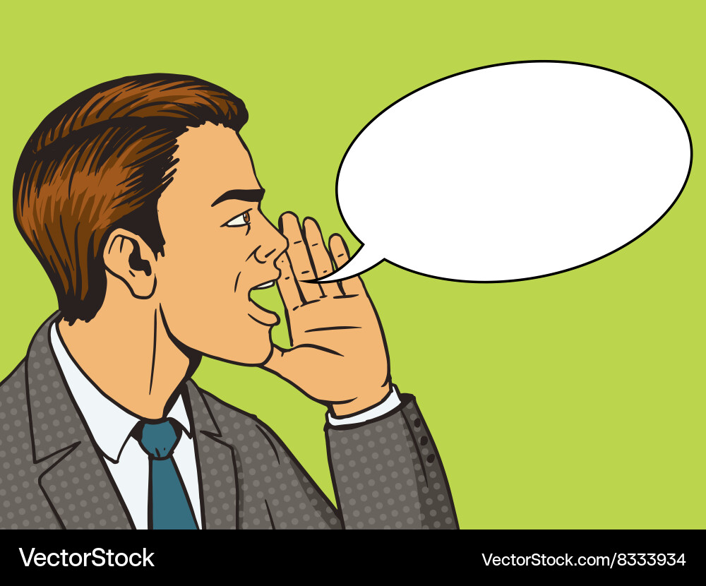 Man Shouting with Pop Art Hand Vector Image