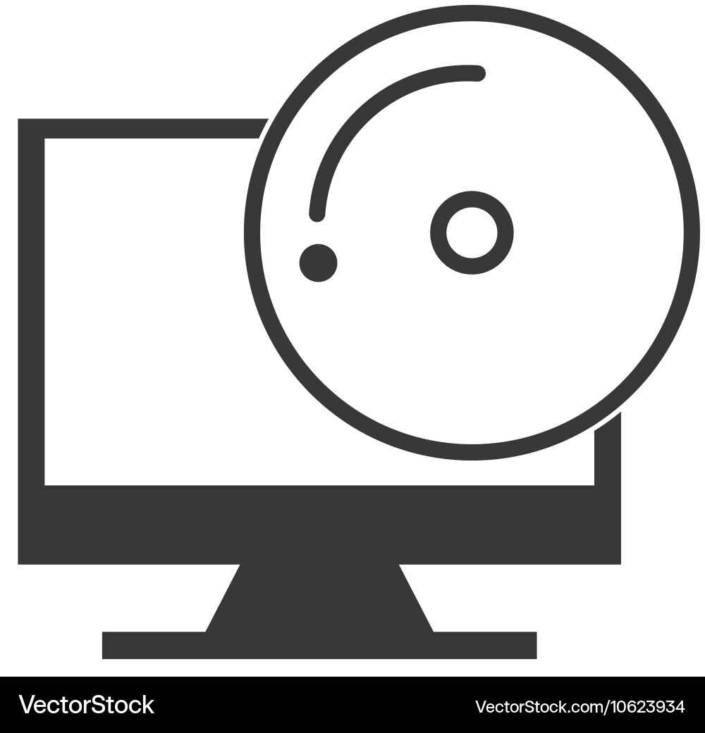 Monitor computer with button audio menu vector image