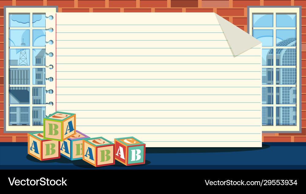 Paper template with alphabet blocks on floor vector image