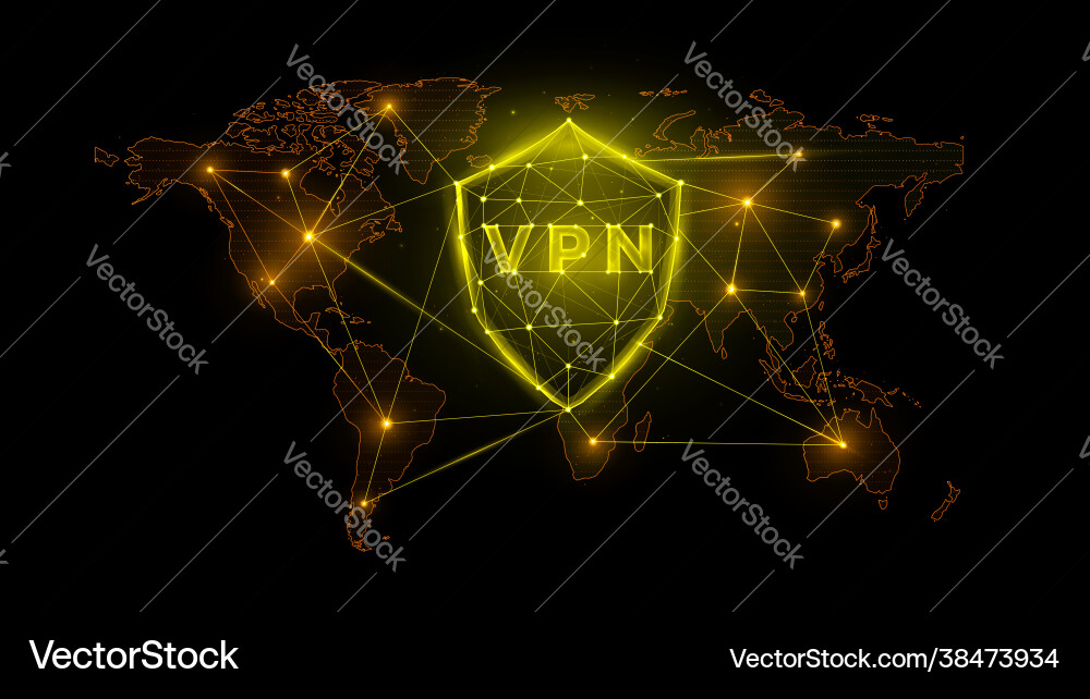 Polygonal a virtual private network shield Vector Image