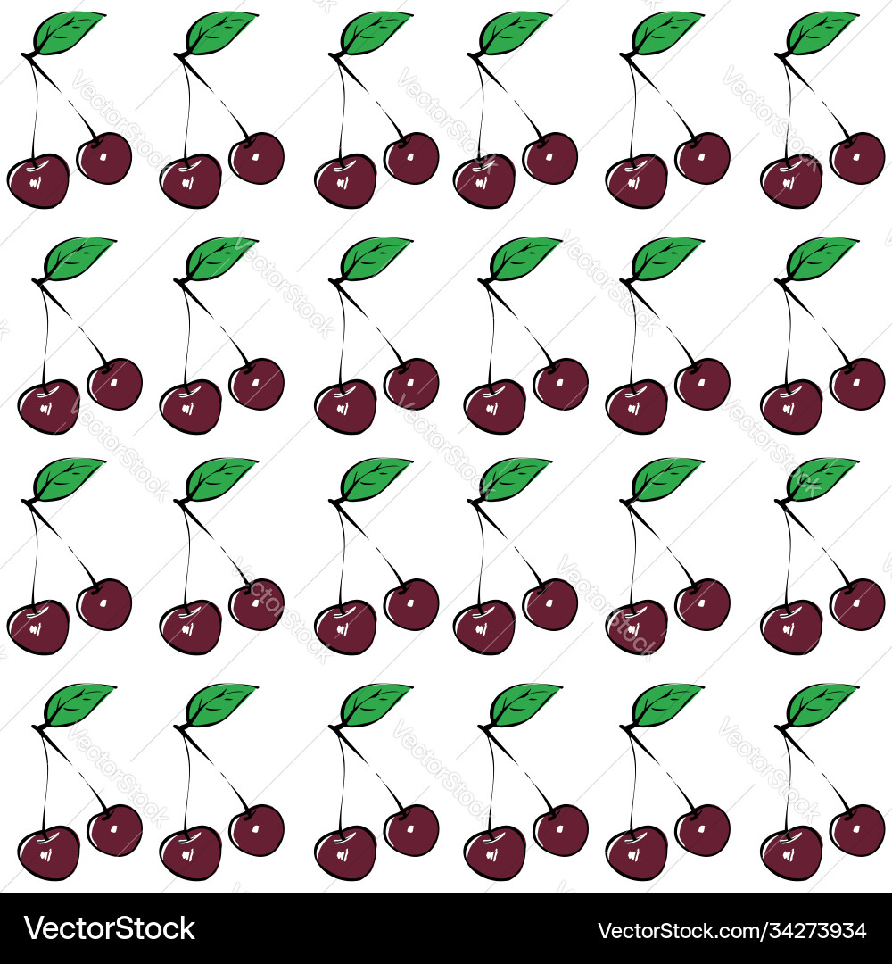 Seamless pattern with a cherry tree Seamless pattern with a cherry tree vector image
