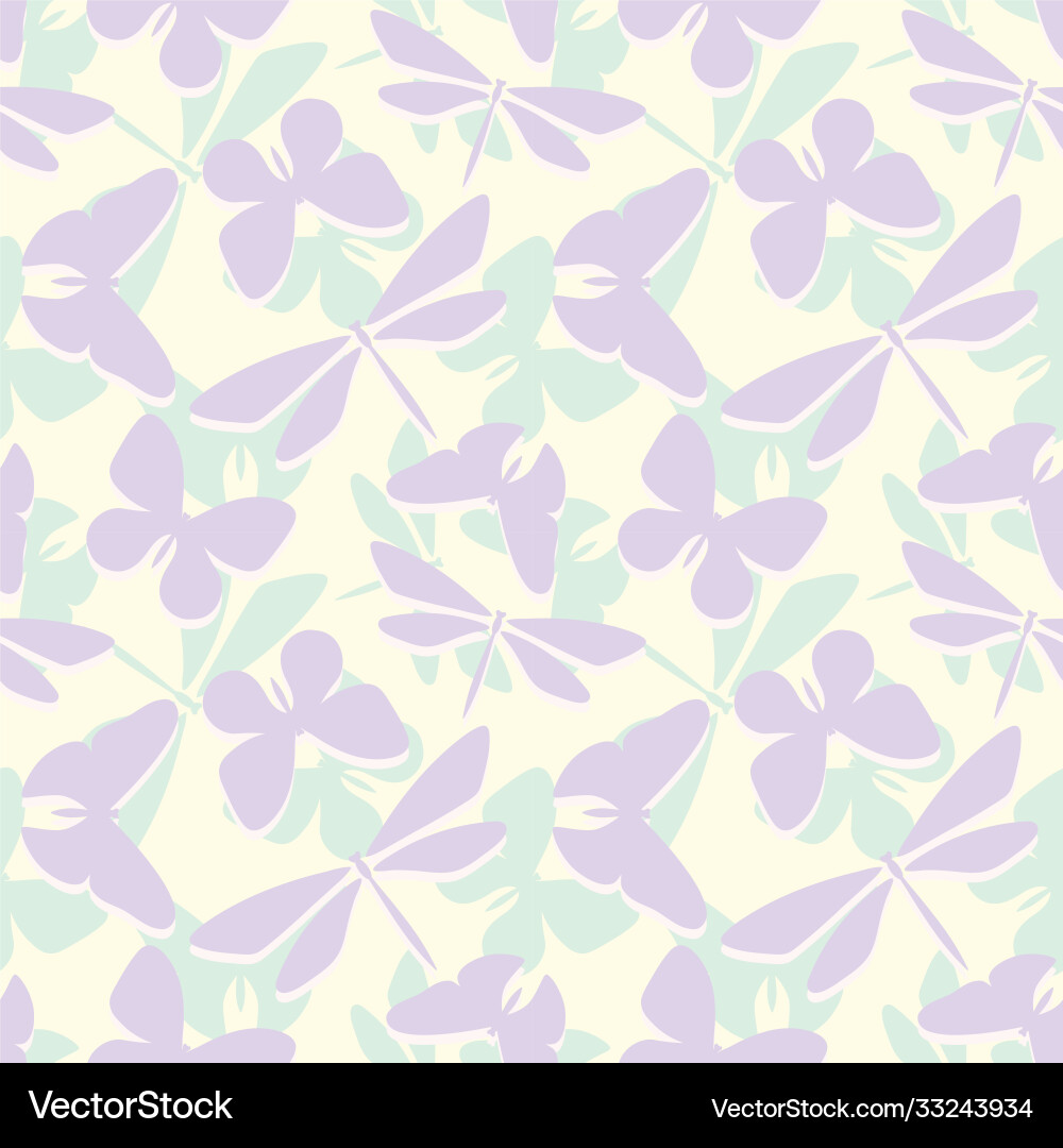 Seamless repeat pattern with dragonflies and butte Vector Image