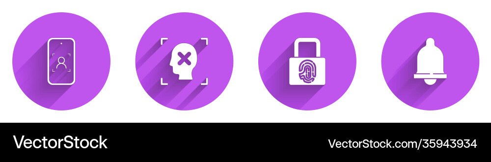 Set mobile and face recognition rejection Vector Image